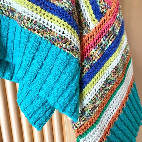 Free people crochet quarter zip sweater rainbow - Picture 8 of 9